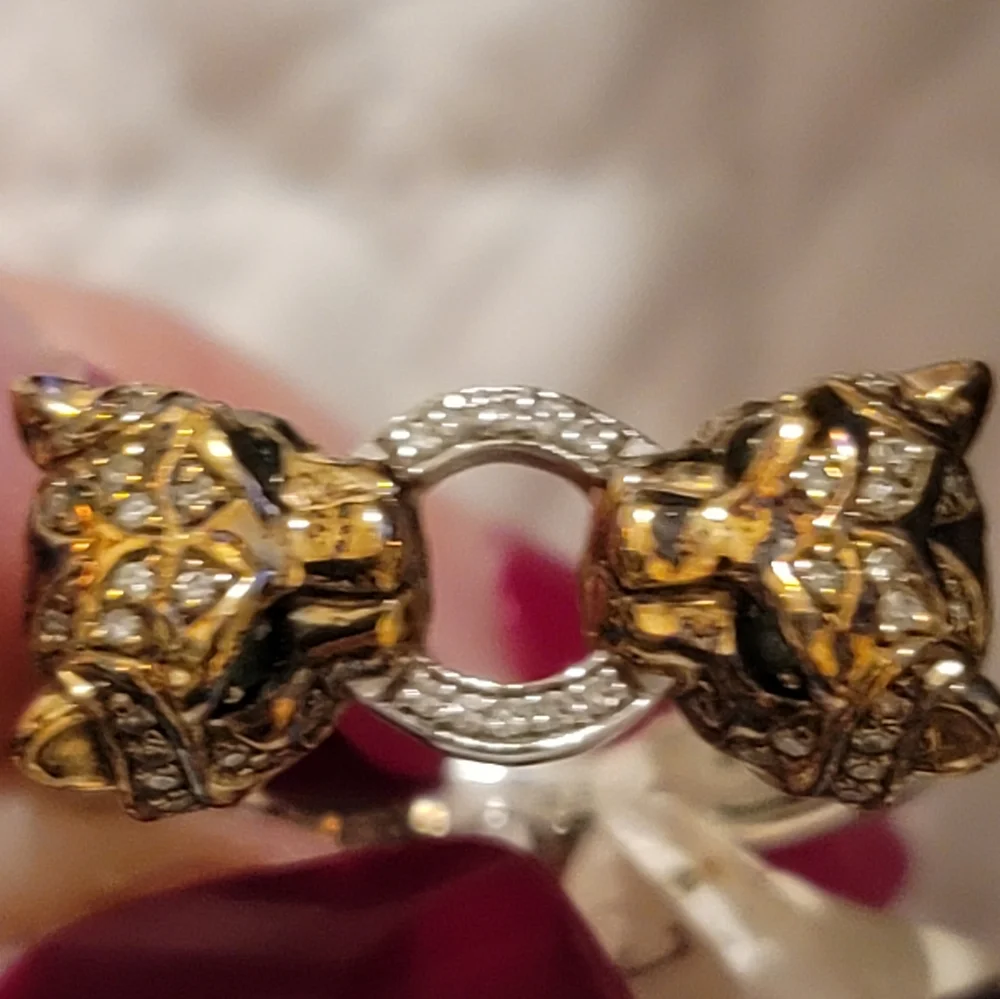 EFFY Signature 14K Yellow Gold Sterling Silver Panther Ring BNWT - Picture 4 of 4